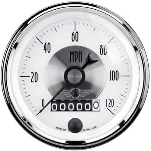 Prestige Pearl 3-3/8" Programmable Speedometer 120 mph