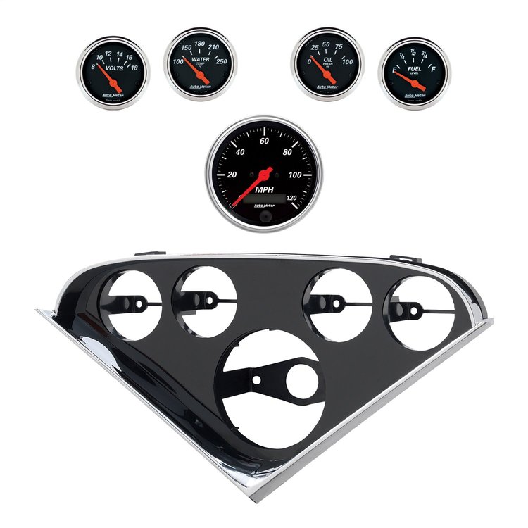 2207-06 5-Guage Direct Fit Dash Kit for 1955-1956 Chevy Bel Air, 150/210 Series [Designer Black Series]