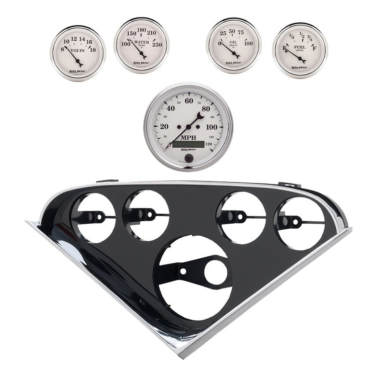 2207-08 5-Guage Direct Fit Dash Kit for 1955-1956 Chevy Bel Air, 150/210 Series [Old Tyme White Series]