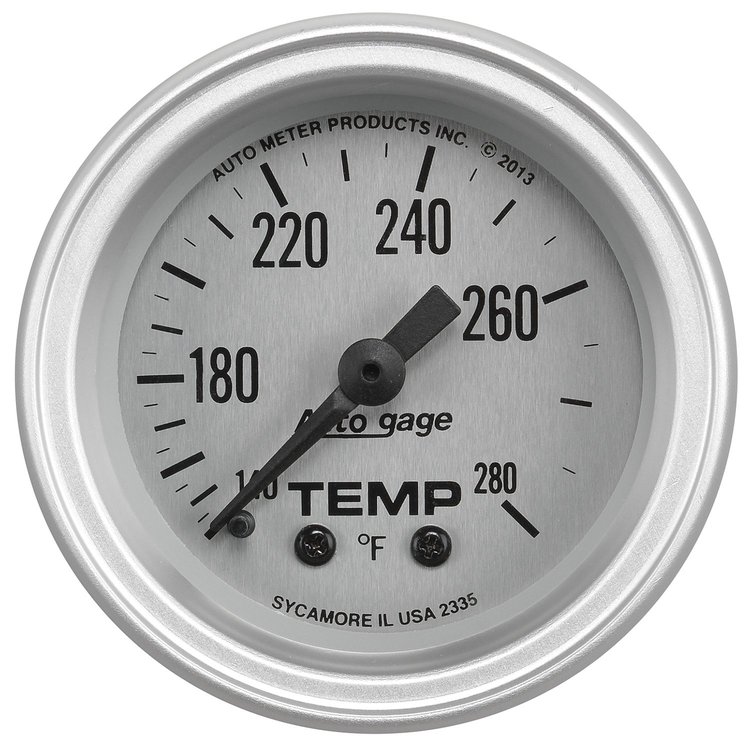 Auto Gage Silver Water Temperature Gauge 140°-280° F