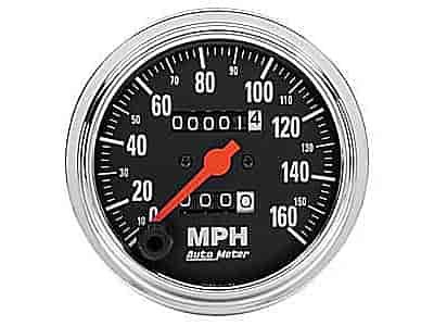 Traditional Chrome Speedometer 3-3/8" mechanical, in-dash mount