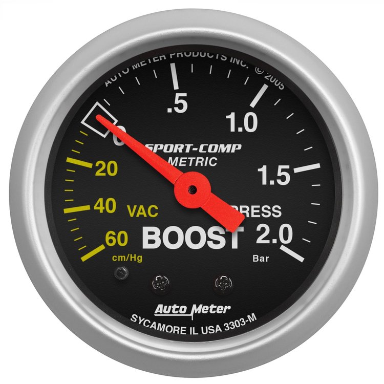 Sport-Comp Vacuum/Boost Gauge 2-1/16" Mechanical