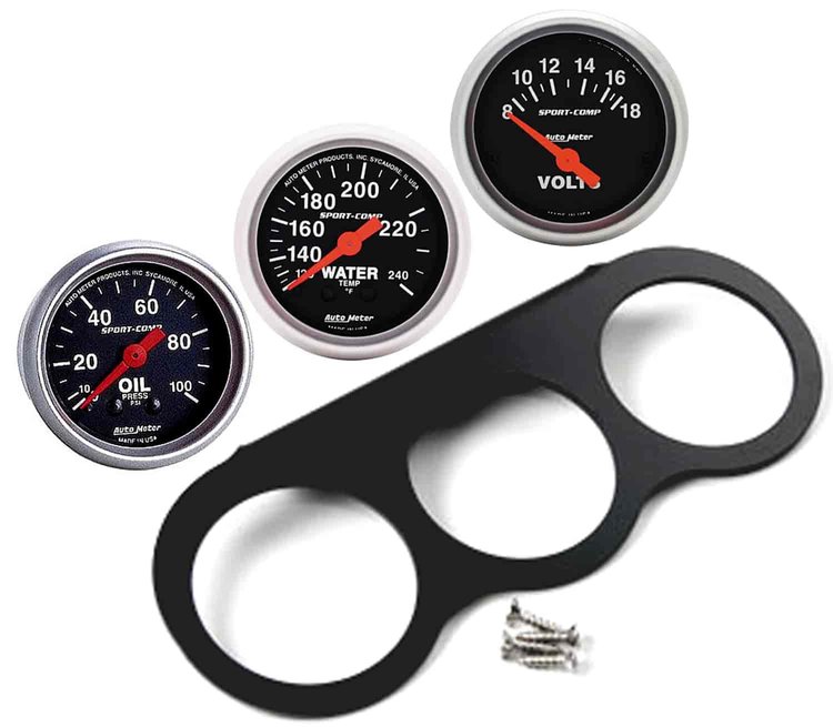 Sport-Comp 2 1/16 in. Mechanical Oil Pressure 3-Gauge Kit
