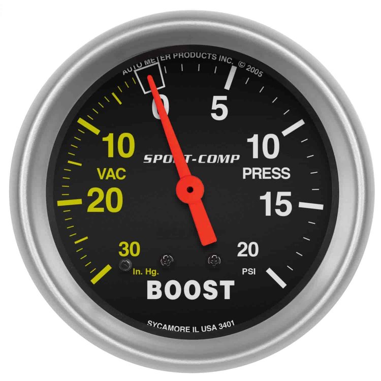 Sport-Comp Vacuum/Boost Gauge 2-5/8" Mechanical