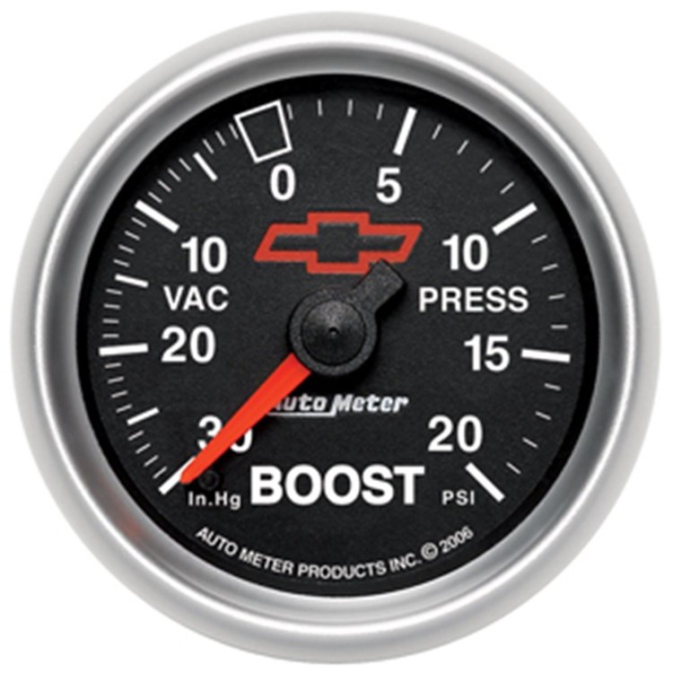 Officially Licensed Chevrolet Performance Vacuum/Boost Gauge 2-1/16" Mechanical (Full Sweep)