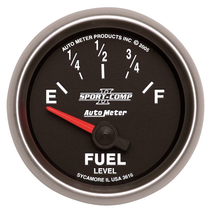 Sport-Comp II Fuel Level Gauge 2-1/16" Electrical (Short Sweep)