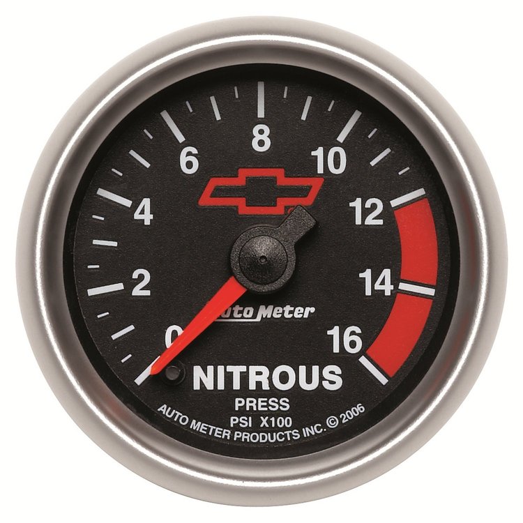 Officially Licensed Chevrolet Performance Nitrous Pressure Gauge 2-1/16" Electrical (Full Sweep)