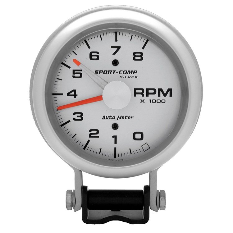 Silver Tachometer 3-3/4", pedestal mount
