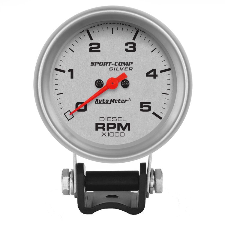 Silver Mini Tachometer 2-5/8", pedestal mount