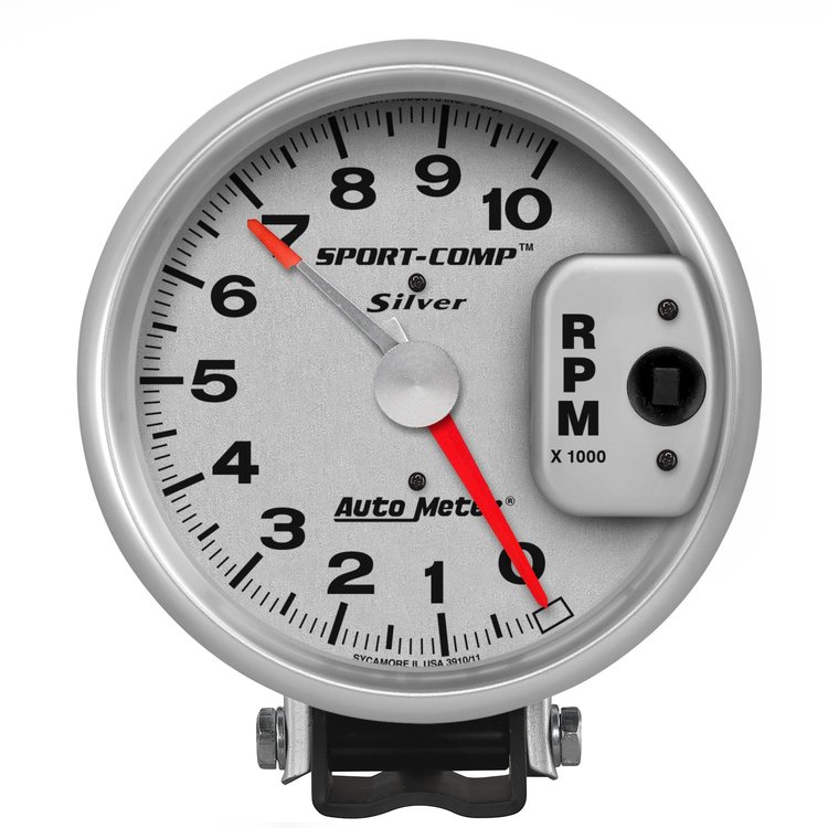 Silver Tachometer 5", pedestal mount