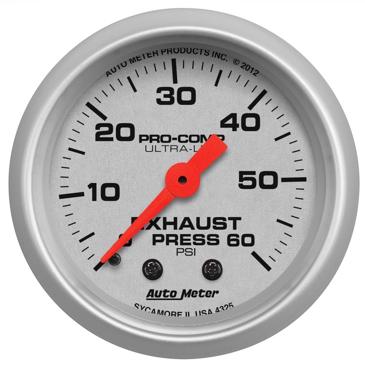 Ultra-Lite Exhaust (Drive) Pressure Gauge 2-1/16" Mechanical