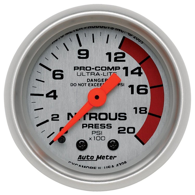 Ultra-Lite Nitrous Pressure Gauge 2-1/16" mechanical