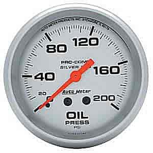 Silver Oil Pressure Gauge 2-5/8", liquid-filled