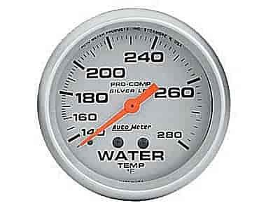 Silver Water Temperature Gauge 2-5/8", liquid-filled