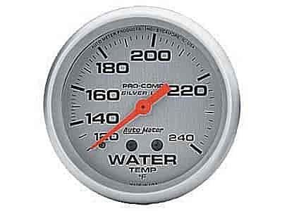 Silver Water Temperature Gauge 2-5/8", liquid-filled