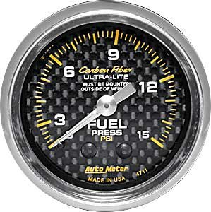 Carbon Fiber Fuel Pressure Gauge 2-1/16" mechanical