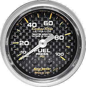 Carbon Fiber Fuel Pressure Gauge 2-1/16" mechanical