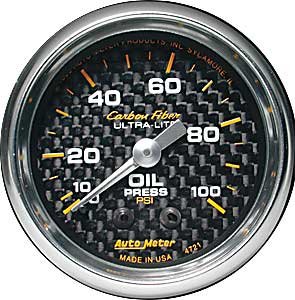 Carbon Fiber Oil Pressure Gauge 2-1/16" mechanical