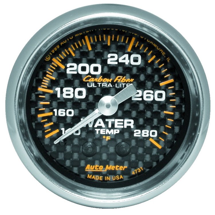 Carbon Fiber Water Temperature Gauge 2-1/16" mechanical
