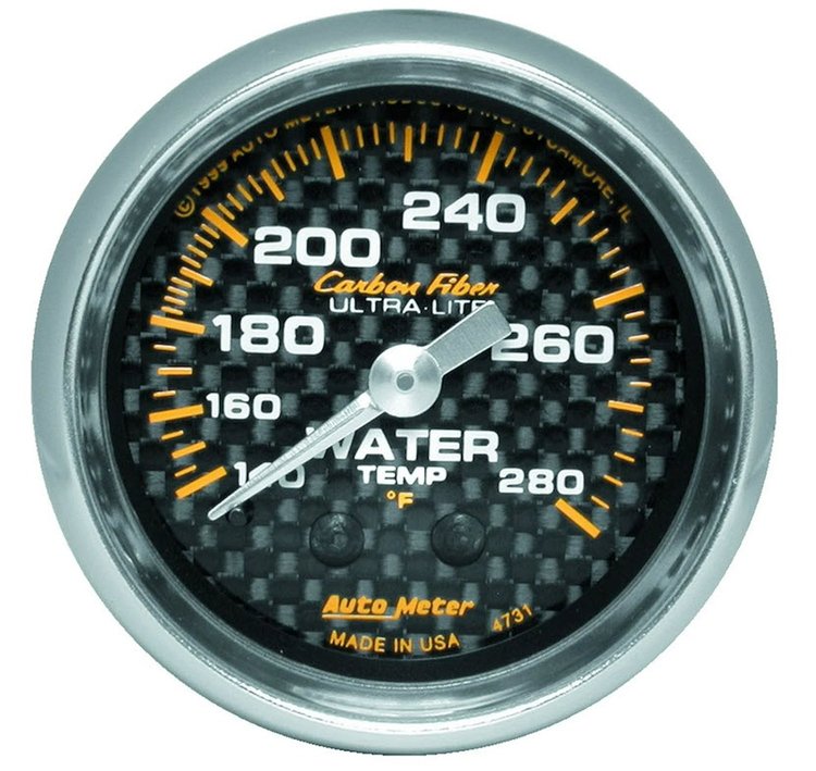 Carbon Fiber Water Temperature Gauge 2-1/16" mechanical