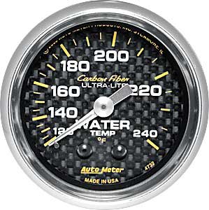 Carbon Fiber Water Temperature Gauge 2-1/16" mechanical