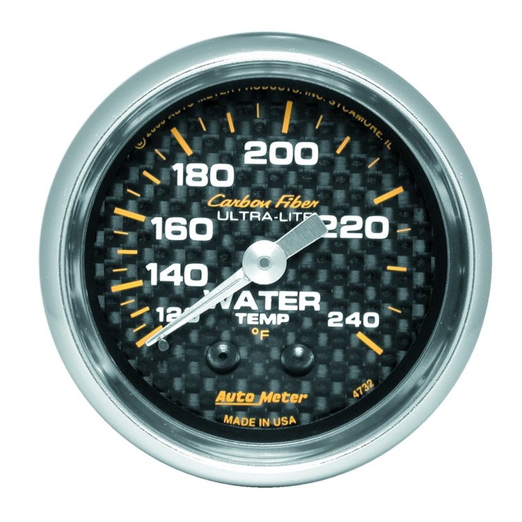 Carbon Fiber Water Temperature Gauge 2-1/16" mechanical