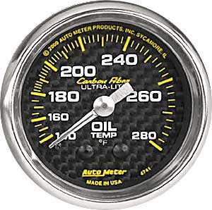 Carbon Fiber Oil Temperature Gauge 2-1/16" mechanical