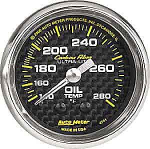 Carbon Fiber Oil Temperature Gauge 2-1/16" mechanical