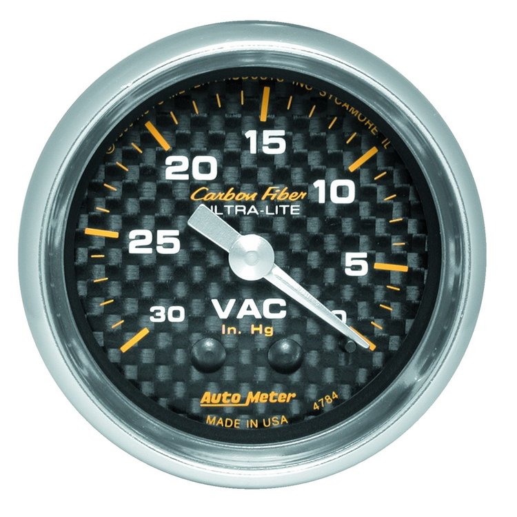Carbon Fiber Vacuum Gauge 2-1/16" mechanical