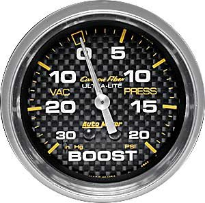 Carbon Fiber Vacuum/Boost Gauge 2-5/8" mechanical
