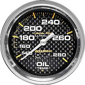 Carbon Fiber Oil Temperature Gauge 2-5/8" mechanical