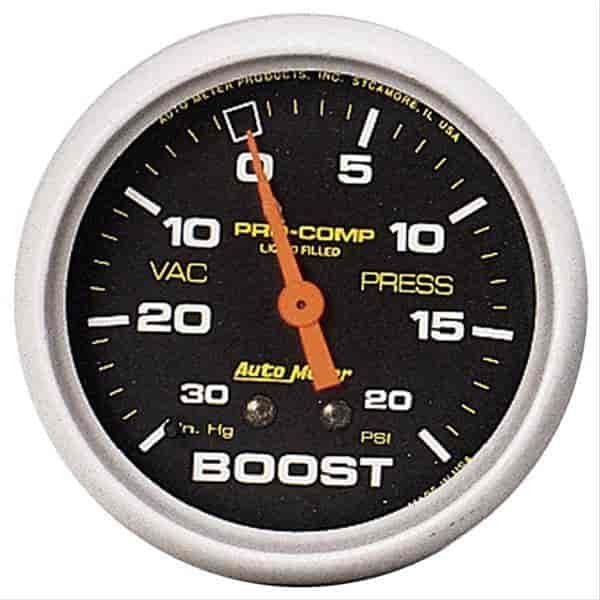 Pro-Comp Vacuum/Boost Gauge 2-5/8" liquid-filled mechanical
