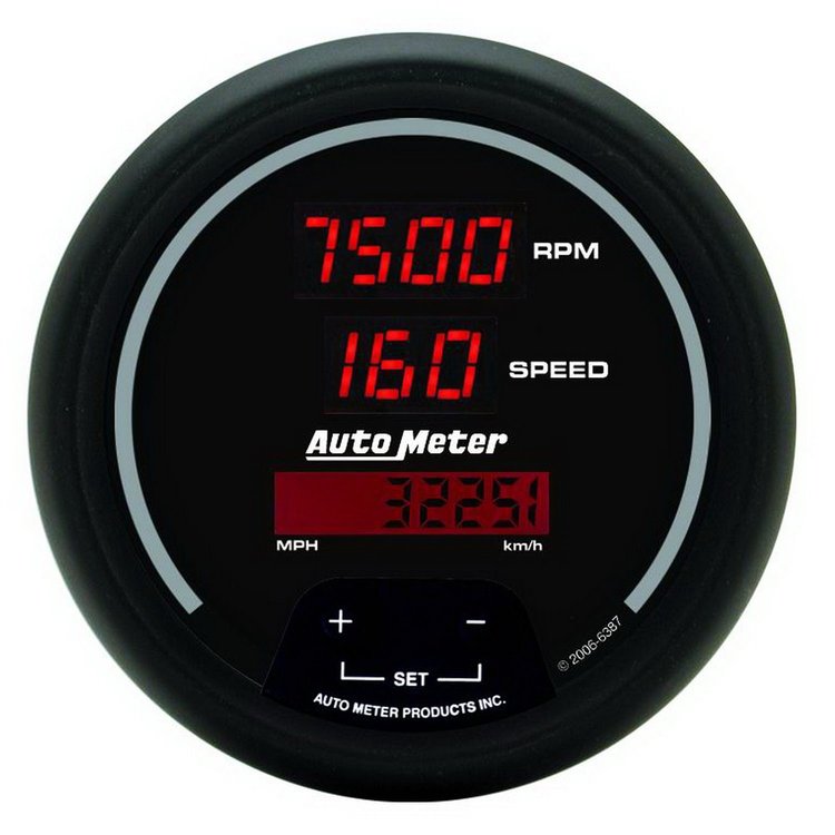 3-3/8" Sport-Comp Digital Tachometer/Speedometer 10,000 RPM/160 mph
