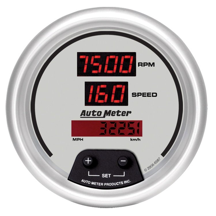 3-3/8" Ultra-Lite Digital Tachometer/Speedometer 10,000 RPM/160 mph