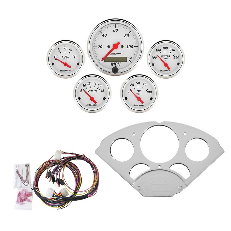 5-Gauge Direct-Fit Dash Kit 1955-1956 Chevy Car - Arctic White Series