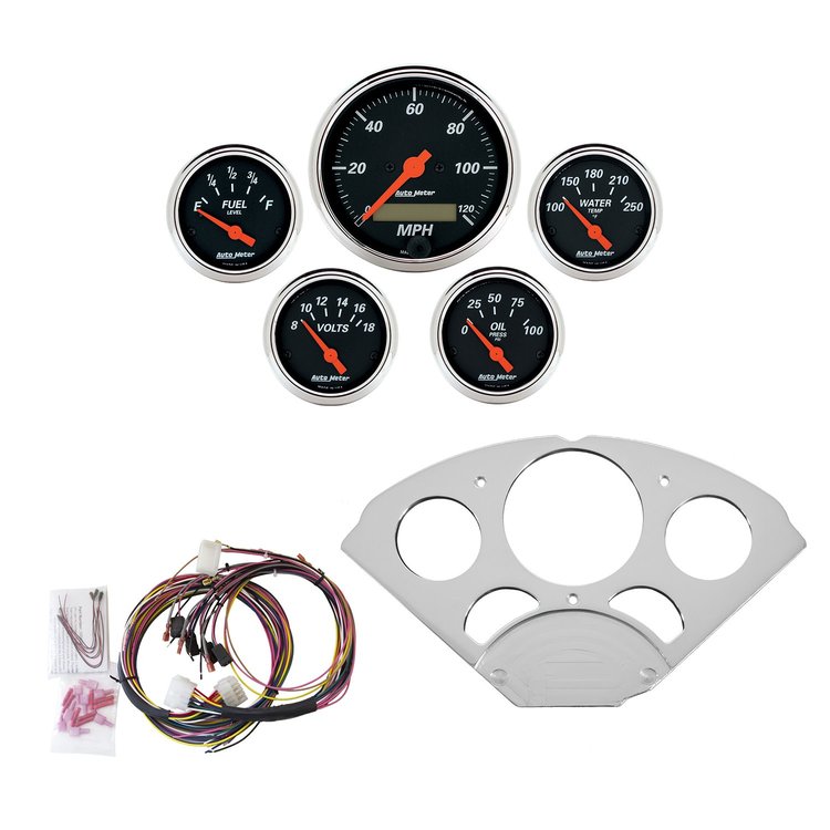5-Gauge Direct-Fit Dash Kit 1955-1956 Chevy Car - Designer Black Series