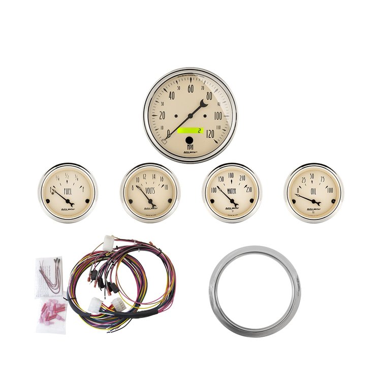 5-Gauge Direct-Fit Dash Kit 1959-1960 Chevy Car - Antique Beige Series