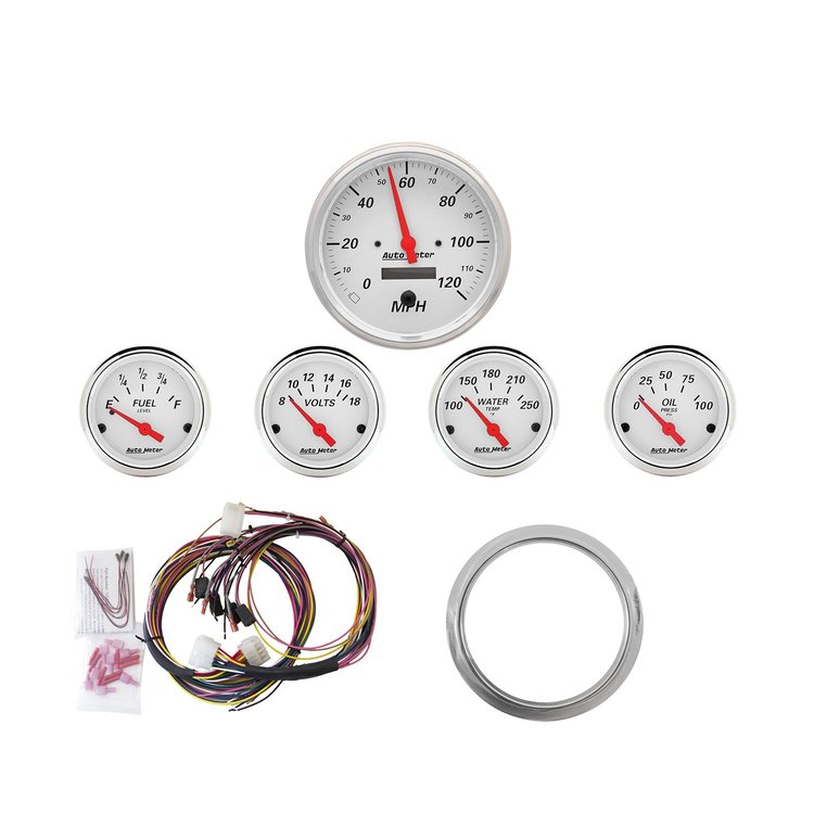 5-Gauge Direct-Fit Dash Kit 1959-1960 Chevy Car - Arctic White Series