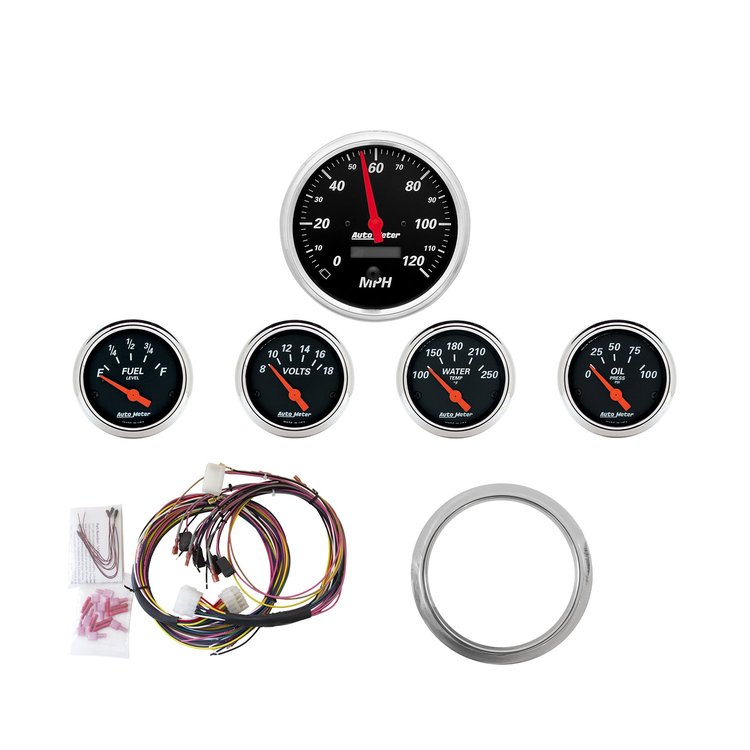 5-Gauge Direct-Fit Dash Kit 1959-1960 Chevy Car - Designer Black Series