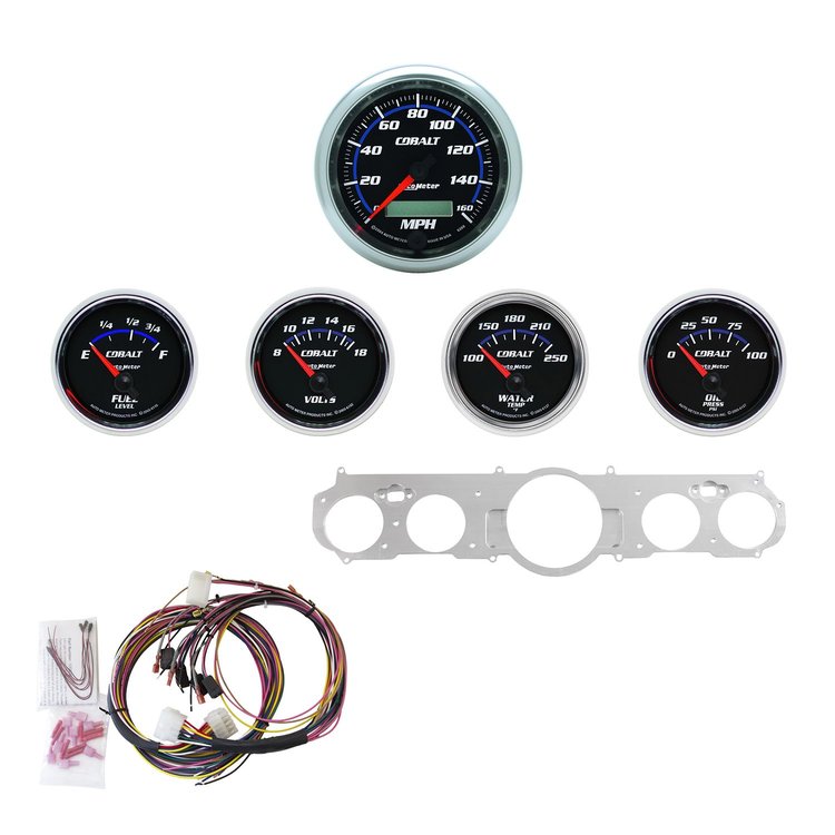 5-Gauge Direct-Fit Dash Kit 1965-1966 Ford Mustang - Cobalt Series - Polished Panel