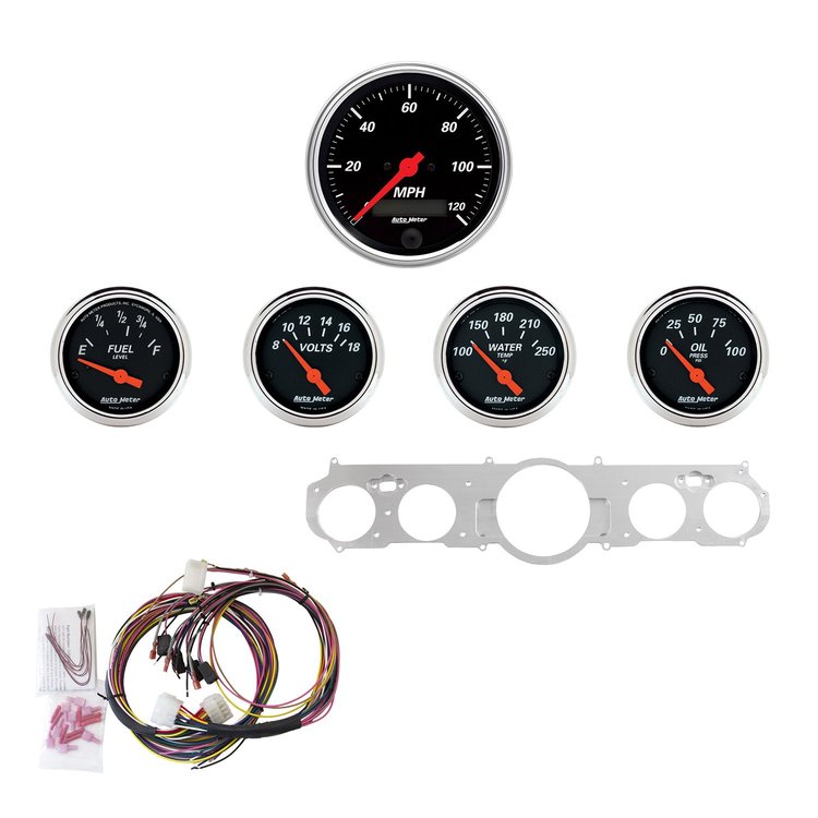 5-Gauge Direct-Fit Dash Kit 1965-1966 Ford Mustang - Designer Black Series - Polished Panel