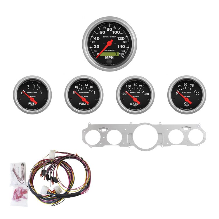 5-Gauge Direct-Fit Dash Kit 1965-1966 Ford Mustang - Sport-Comp Series - Polished Panel