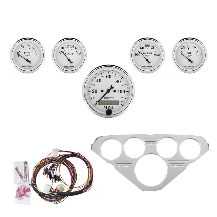 5-Gauge Direct-Fit Dash Kit 1955-1959 Chevy Truck - Old Tyme White Series