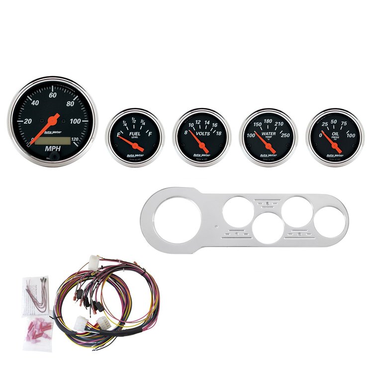 5-Gauge Direct-Fit Dash Kit 1953-1954 Chevy Car - Designer Black Series