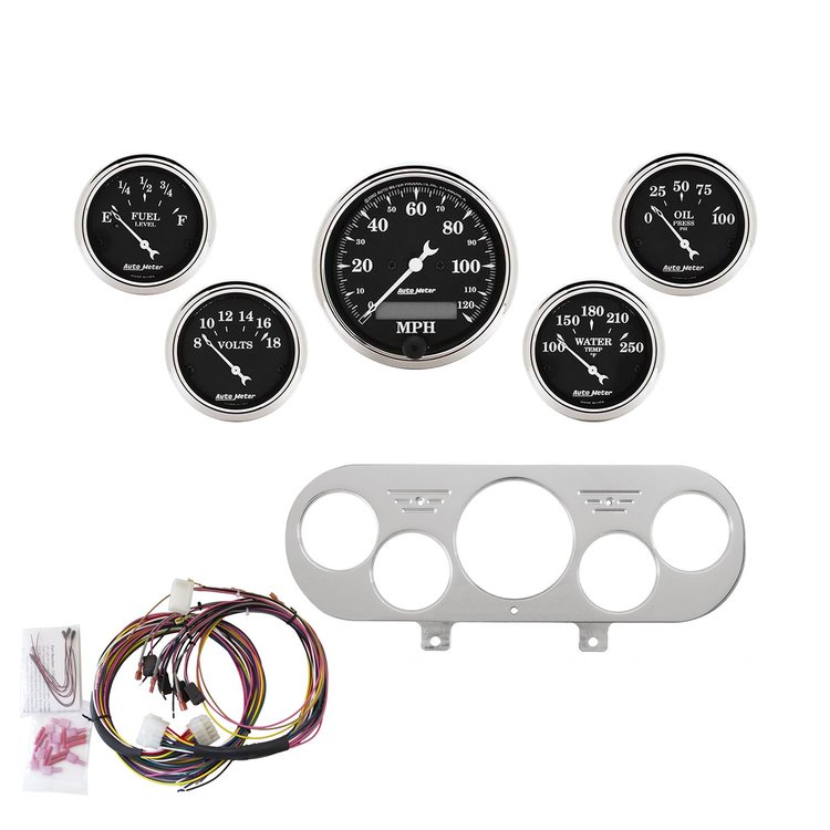 5-Gauge Direct-Fit Dash Kit 1962-1965 Chevy Nova - Old Tyme Black Series