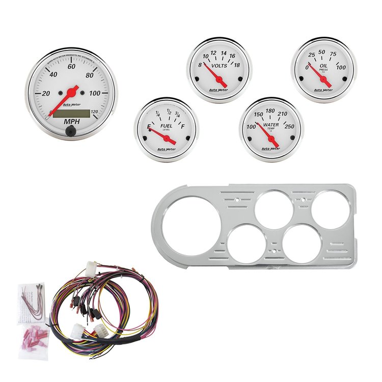 5-Gauge Direct-Fit Dash Kit 1948-1950 Ford Truck - Arctic White Series - Polished Panel