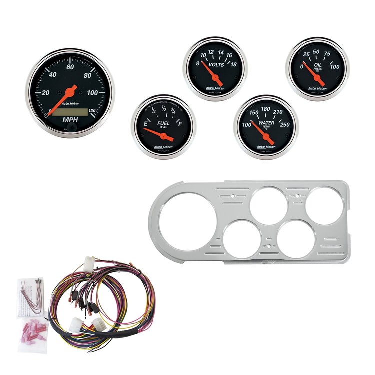 5-Gauge Direct-Fit Dash Kit 1948-1950 Ford Truck - Designer Black Series - Polished Panel