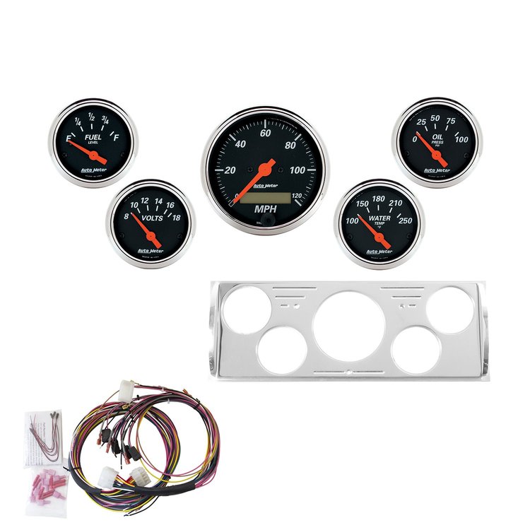 5-Gauge Direct-Fit Dash Kit 1940-1946 Chevy Truck - Designer Black Series
