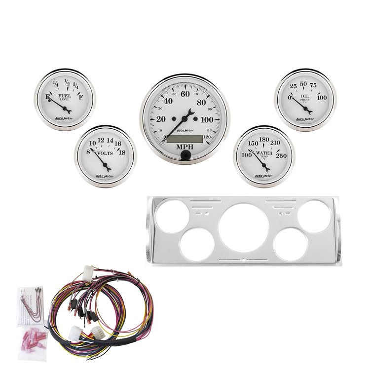 5-Gauge Direct-Fit Dash Kit 1940-1946 Chevy Truck - Old Tyme White Series