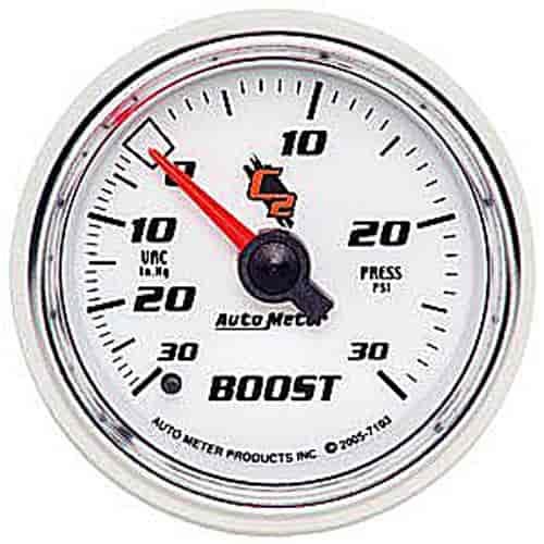 C2 Vacuum/Boost Gauge 2-1/16" Mechanical (Full Sweep)